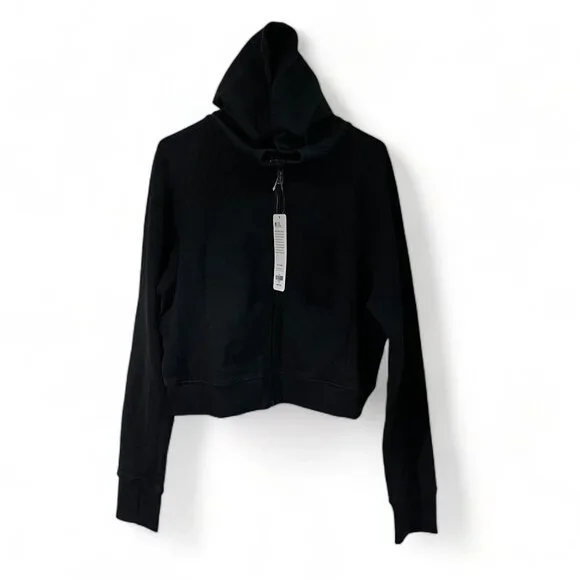 CRZ YOGA Women's Fleece Lined Zip Up Cropped Hoodie - Long Sleeve with Thumbhole - Picture 5 of 9